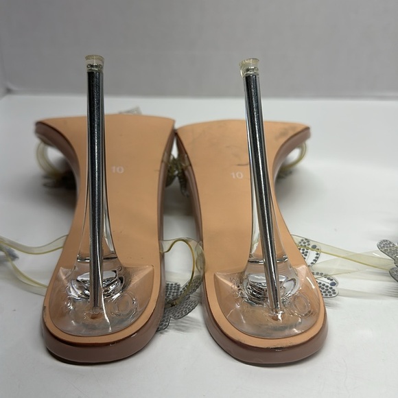 Azalea Wang Fly With Me High Heels Clear Butterfly Blinged Strappy Stiletto 10 - Picture 5 of 8